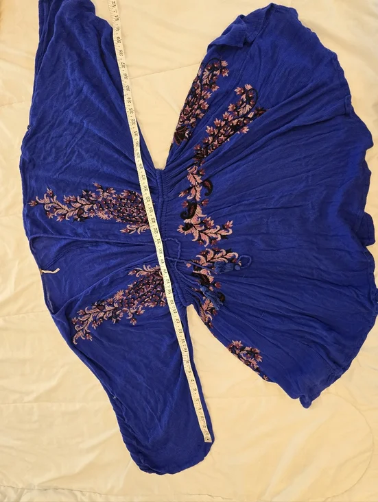 Free People Womens Pretty Pineapple Embroidered Dress Royal Blue Size Small - Picture 6 of 11